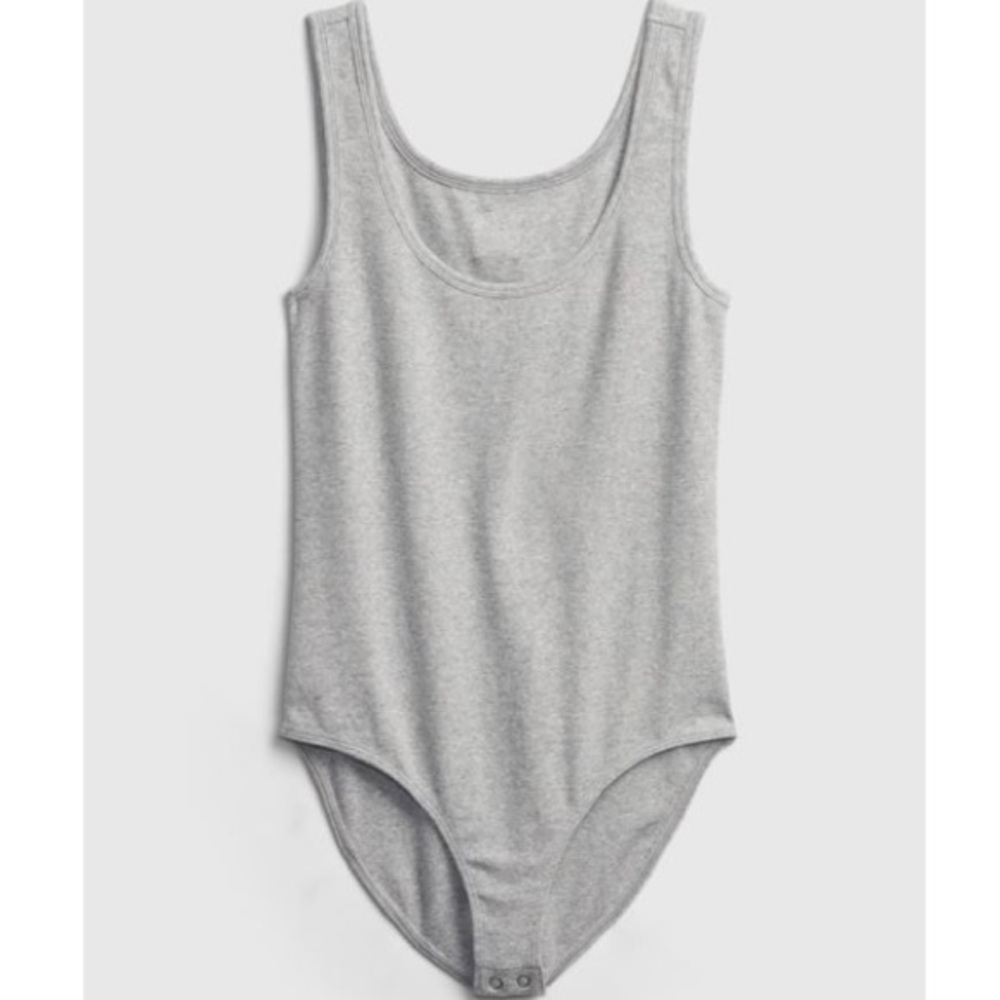 Gap grey fitted stretch tee tank top bodysuit